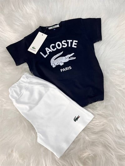 Lacivert Lacoste Beyaz Şortlu Erkek Çocuk Takım