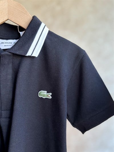 Lacoste Polo Yakalı Erkek Çocuk Tişört Siyah 