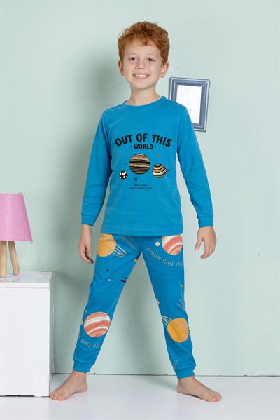 Uzay Temalı Pijama Takımı-Mavi 