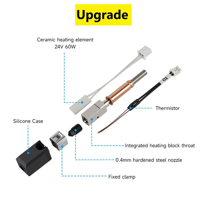 Anycubic Kobra 3 Yükseltilmiş Hotend Seti(Sertleştirilmiş Çelik Nozzle)-24v 60W