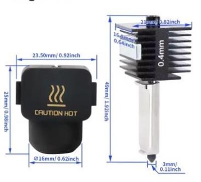 Bambu Lab A1-A1 Mini Sertleştirilmiş Çelik Mekanik Hotend Kiti-0.4mm