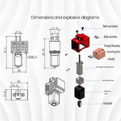 Bambu Lab X1-X1C Uyumlu Yükseltilmiş Hotend TZ V3.0 Bi Metal Full Hotend Seti(Kırmızı)