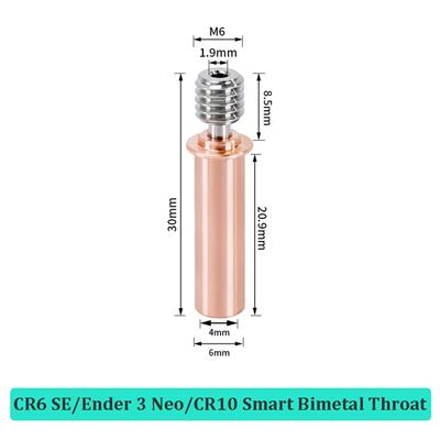 Creality Cr-6 SE Ender3 Neo Geliştirilmiş Bimetal Barel 2mm Delik M6x30mm