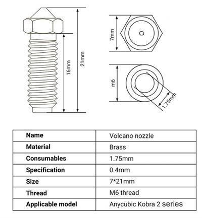 CSA Anycubic Kobra 2 Pro-Plus-Max-Crator Pirinç Nozzle 0.8mm