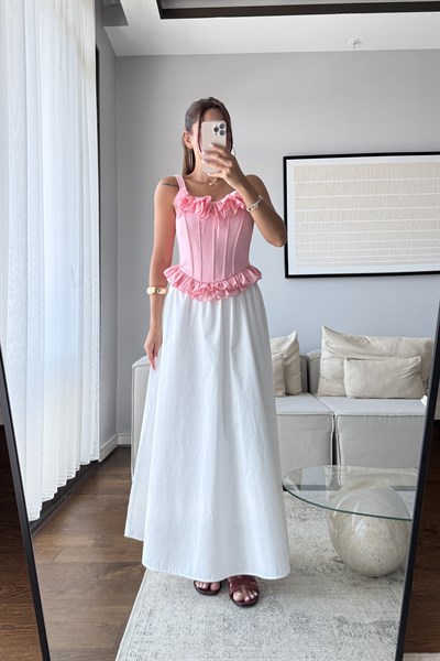  BELİ LASTİKLİ BEYAZ ETEK