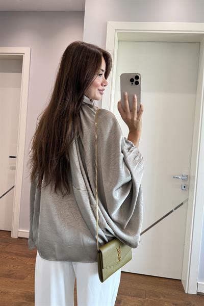 AÇIK YEŞİL SATEN BOMBER CEKET