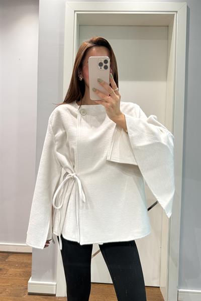 BAĞLAMALI KAŞE CEKET-EKRU