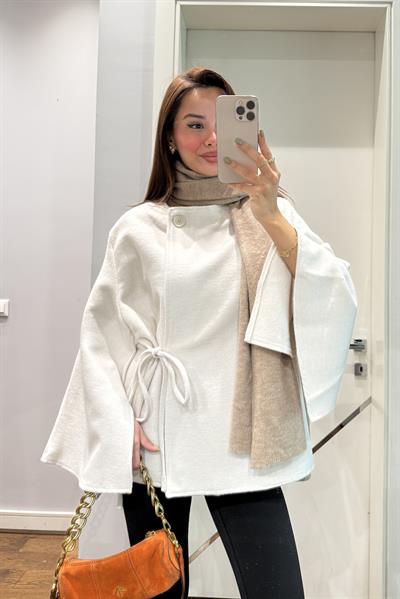 BAĞLAMALI KAŞE CEKET-EKRU
