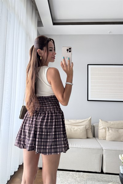 BELİ KORSELİ EKOSE ELBİSE