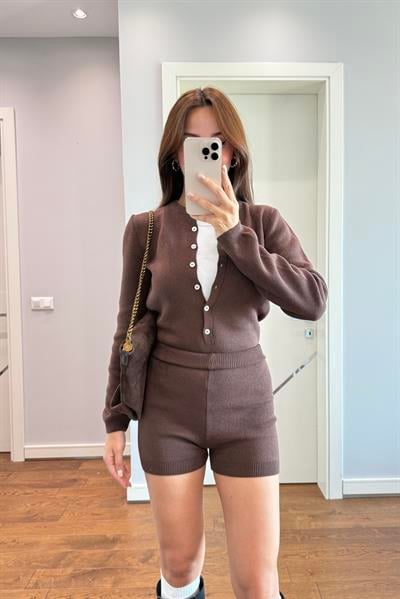 CANDY BODYSUİT ŞORT TAKIM-KAHVE