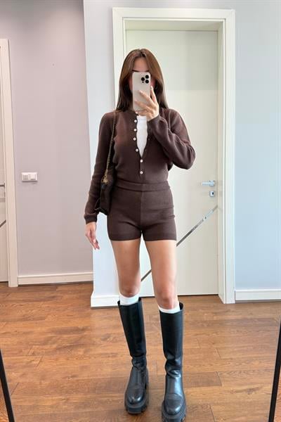 CANDY BODYSUİT ŞORT TAKIM-KAHVE