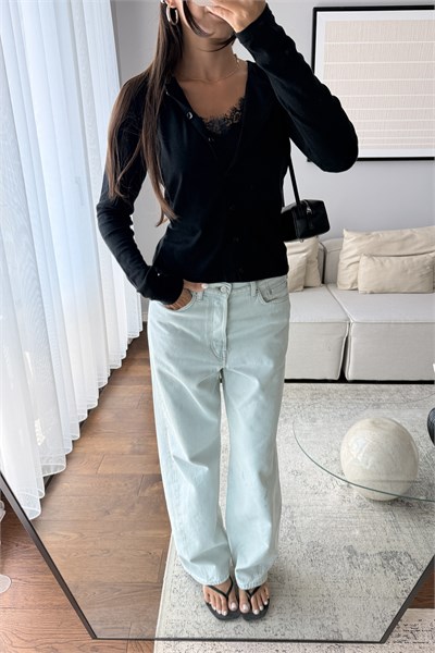 DANTELLİ SİYAH TRİKO HIRKA