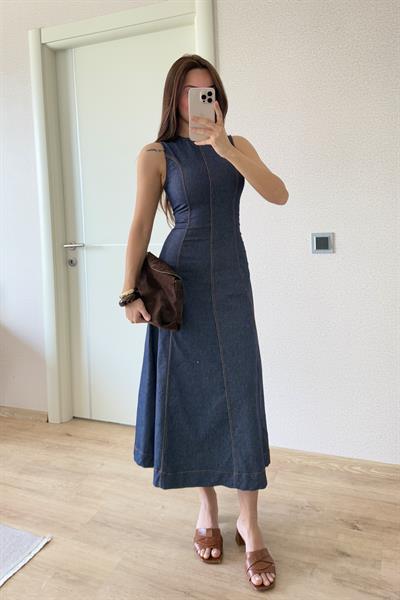 DENIM MIDI ELBISE