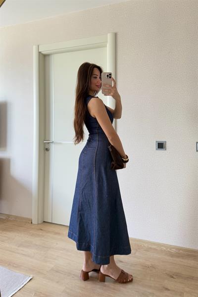 DENIM MIDI ELBISE