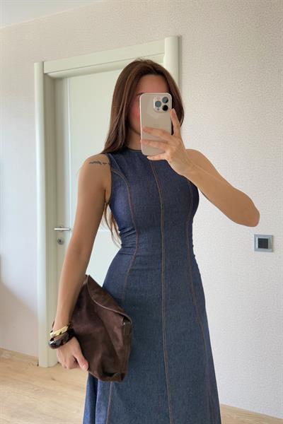 DENIM MIDI ELBISE