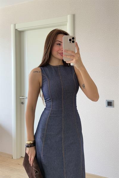 DENIM MIDI ELBISE