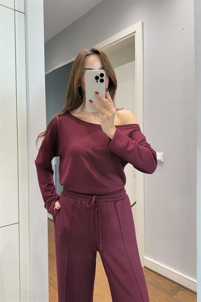 DÜŞÜK OMUZ MODAL TAKIM-BORDO