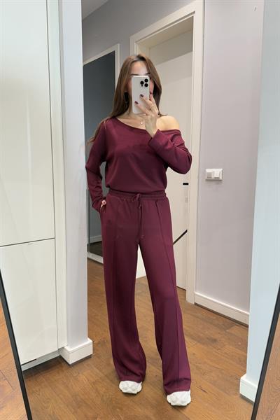 DÜŞÜK OMUZ MODAL TAKIM-BORDO
