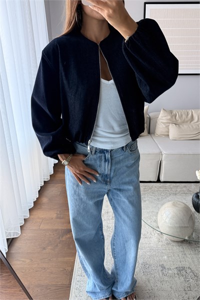 FERMUARLI BOMBER CEKET-LACİVERT