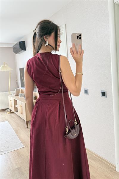 FERMUARLI MİDİ ELBİSE