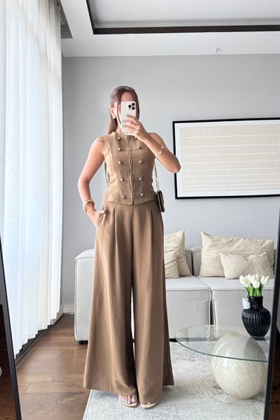 GOLD DÜĞMELİ YELEK PANTOLON TAKIM