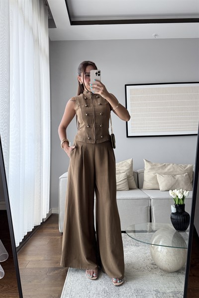 GOLD DÜĞMELİ YELEK PANTOLON TAKIM