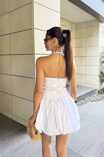 HALTER BEYAZ MİNİ ELBİSE
