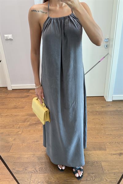 HALTER YAKA ARKA DEKOLTELİ TENSEL ELBİSE