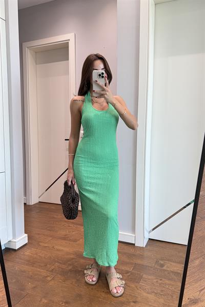 HALTER YAKA YEŞİL ELBİSE