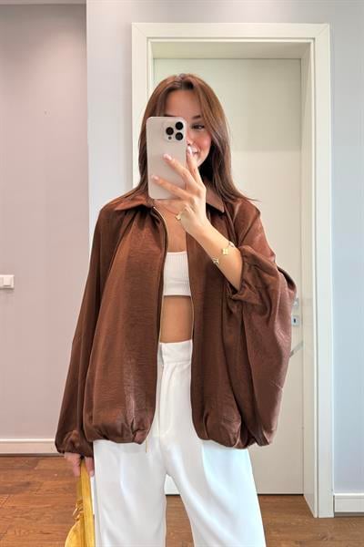 KAHVE SATEN BOMBER CEKET