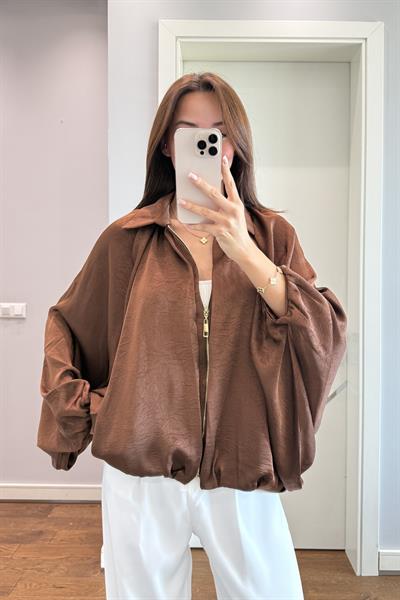 KAHVE SATEN BOMBER CEKET