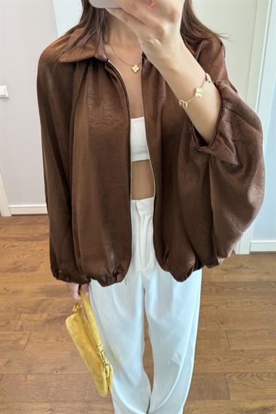 KAHVE SATEN BOMBER CEKET