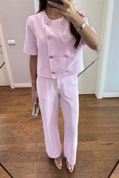KETEN CEKET PANTOLON TAKIM-PEMBE