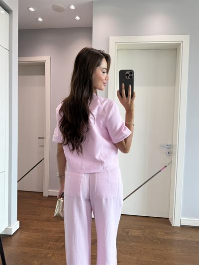 KETEN CEKET PANTOLON TAKIM-PEMBE