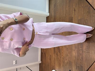 KETEN CEKET PANTOLON TAKIM-PEMBE