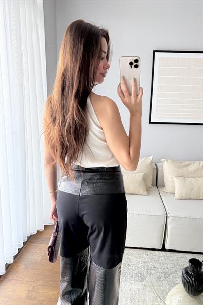 KROKODİL DESEN PARÇALI PANTOLON