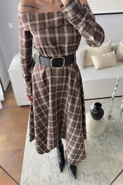 MADONNA YAKA KEMERLİ ELBİSE