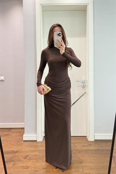 MUADİL BALIKÇI YAKA MAXİ ELBİSE