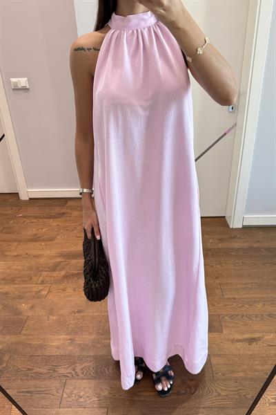 MUADİL HALYER YAKA ELBİSE-PEMBE