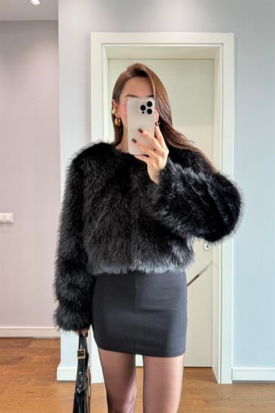 PELUŞ SİYAH KISA KÜRK