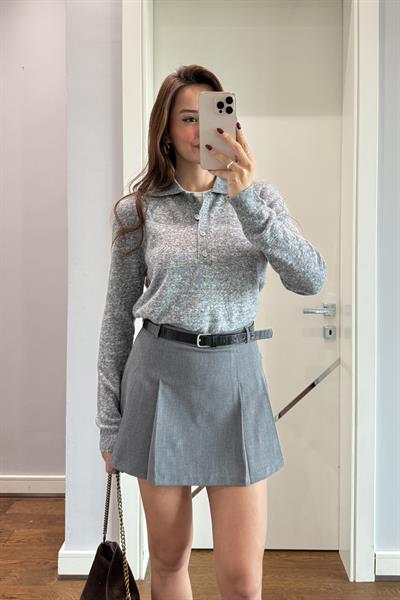 POLO YAKA TRİKO KAZAK-GRİ