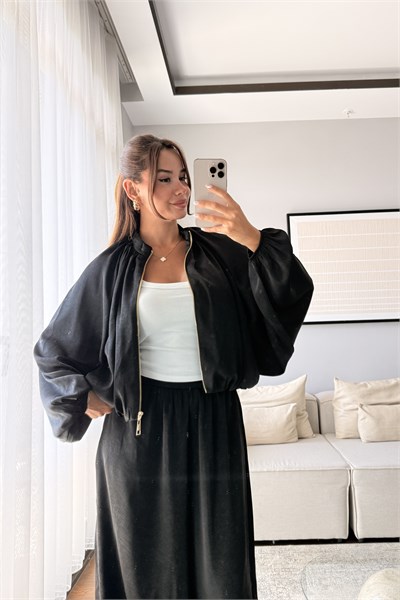 SATEN FERMUARLI BOMBER CEKET PANTOLON TAKIM