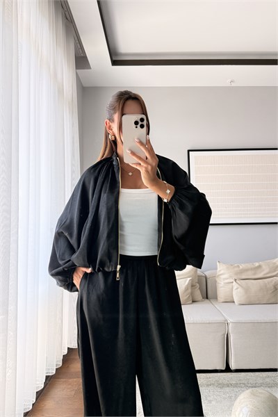 SATEN FERMUARLI BOMBER CEKET PANTOLON TAKIM