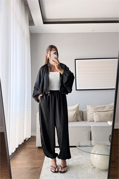 SATEN FERMUARLI BOMBER CEKET PANTOLON TAKIM