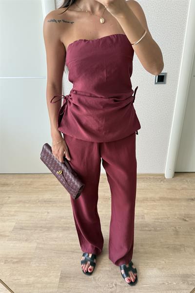 STRAPLEZ BAĞCIK DETAYLI BORDO