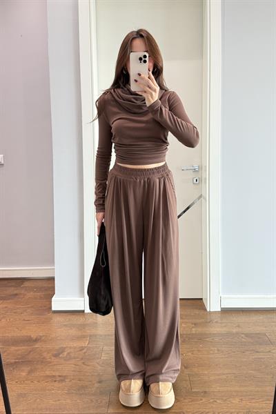 TASARIM KAPÜŞONLU PANTOLON TAKIM-KAHVE