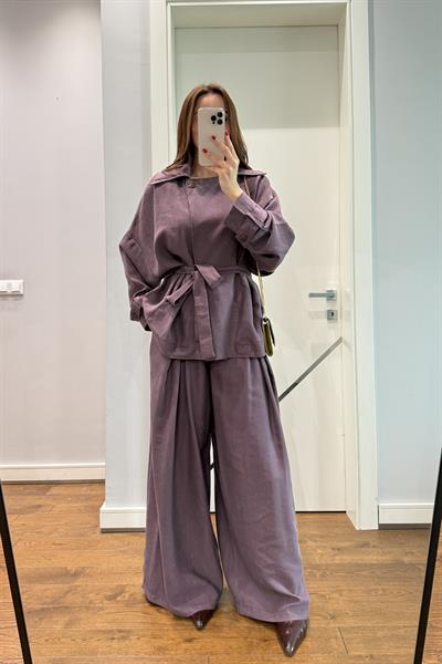 TENSEL KEMERLİ CEKET PANTOLON TAKIM