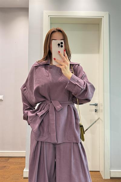 TENSEL KEMERLİ CEKET PANTOLON TAKIM