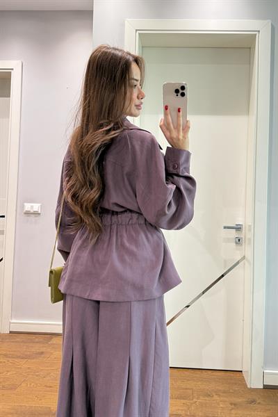 TENSEL KEMERLİ CEKET PANTOLON TAKIM