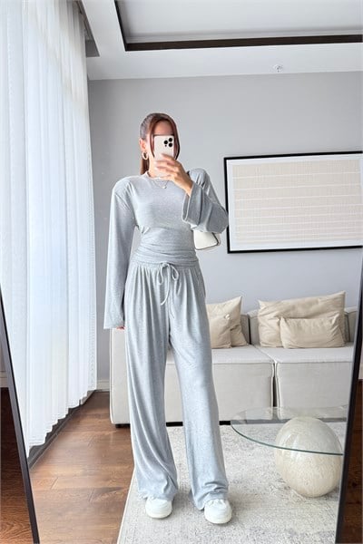 VATKALI BLUZ PANTOLON TAKIM-GRİ